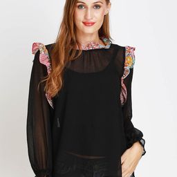 angloindu Black Chiffon Top-image-45