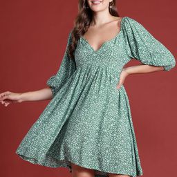 all about you Floral Print Sweetheart Neck Empire Dress-picture-42