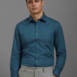 Louis Philippe Men Classic FitSpread Collar Textured Cotton Formal Shirt-image-45