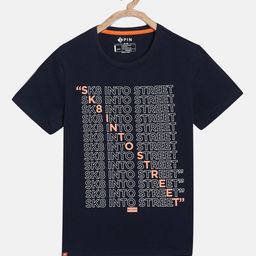 3PIN Boys Navy Blue Printed Round Neck T-shirt-image-94