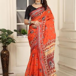 Quelea Floral Linen Blend Khadi Saree-picture-57