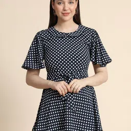 BAESD Polka Dot Print Peter Pan Collar Flared Sleeves Regular Top-image-14