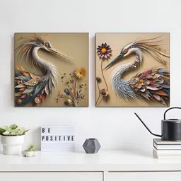 RANDOM Brown & Blue 2 Pieces Birds Canvas Wall Art-image-65
