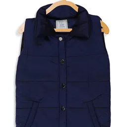 Blue Giraffe Infant Girls Navy Blue Solid Padded Jacket-image-13