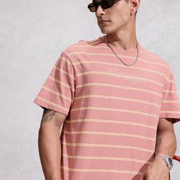 WROGN Striped Drop-Shoulder Sleeves Pure Cotton T-shirt-image-5
