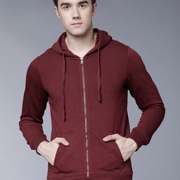 HIGHLANDER Men Maroon Solid Hooded Sweatshirt-image-13