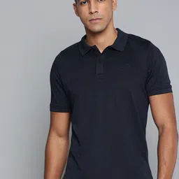 Alcis Men Navy Blue Solid Polo Collar T-shirt-image-69