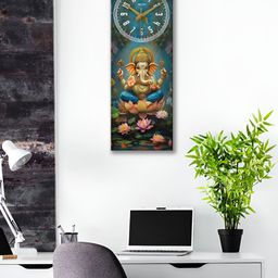 OLIVE TREE Green & Gold-Toned Ethnic Motifs Printed Traditional Wooden Analogue Wall Clock-picture-16