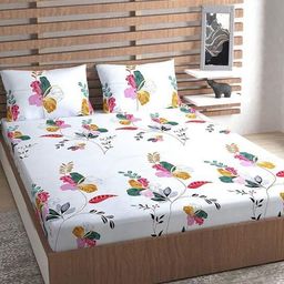 METRO LIVING White & Green Printed Microfiber 160 TC Queen Bedsheet Set 2.35 m x 2.10 m-image-91