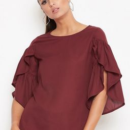 La Zoire Women Maroon Solid Georgette Regular Top-image-67