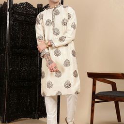 House of Pataudi Men Printed Straight Kurta & Trouser-picture-9