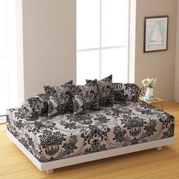 SWAYAM Set Of 6 Brown & Black Printed 120 TC Bedsheet With Bolster & Cushion Covers-5