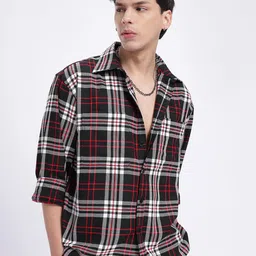 glitchez Checks Out Tartan Checks Oversized Shirt-image-62