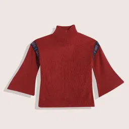 Sangria Girls Acrylic Cable Knit Pullover-31