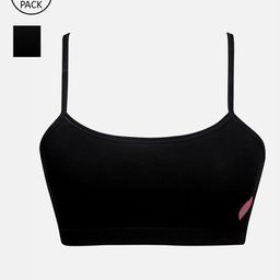 Punkster Pack of 2 Black Non Padded Full Coverage Beginners Bra 14006-10