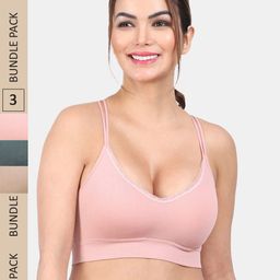 Amour Secret Pack Of 3 Lightly Padding Non-Wired Anti Odour All Day Comfort Workout Bra-44