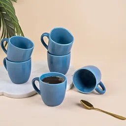 Storepedia Blue Solid Ceramic Matte Cups Set of Cups and Mugs-image-79