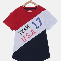 3PIN Boys Multicoloured Colourblocked Round Neck T-shirt-picture-3