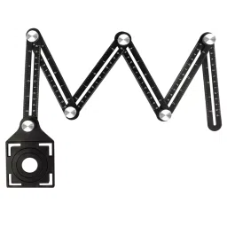 FLAMINGO ENTERPRISE Multi-Angle Measuring Ruler Six-Fold Adjustable Arms Screw Lock Aluminium & Plastic Black 30 cm Shaft Length, FM-43-21