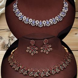 DIVASTRI Set Of 2 Gold Plated American Diamond Studded Jewellery Sets-image-82