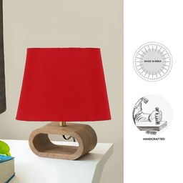 Devansh Red Wood Traditional Frusturical Shaped Table Lamp-11