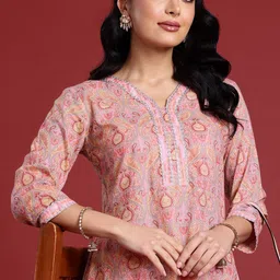 Anouk Women Paisley Printed Regular Gotta Patti Pure Cotton Kurta with Trousers-1