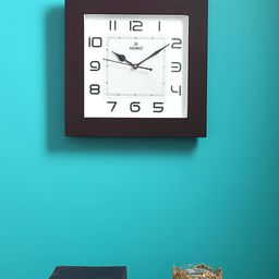 Horo White & Black Handcrafted Square Solid Analogue Wall Clock-12