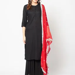 Dupatta Bazaar Red & Silver-Toned Embroidered Dupatta with Gotta Patti-9