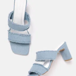 Lino Perros Fringed Denim Block Heels-25