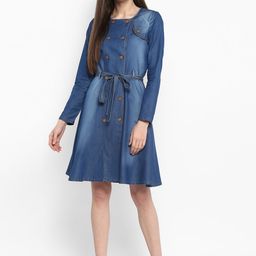 StyleStone Women Blue Solid Fit and Flare Dress-picture-51