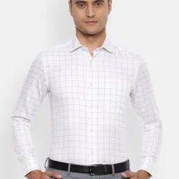 Louis Philippe Men White & Grey Regular Fit Checked Formal Shirt-picture-17