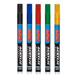 Soni Office Mate 3.05 mm Fine Tip Acrylic Paint Marker Water Based Ink, Fade Resistant for Detailed DIY & Painting, Multicolor (Pack of 5)-picture-5