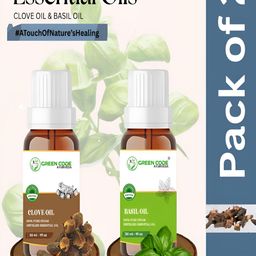 GREEN CODE AYURVEDA Set Of 2 100% Pure Distilled Clove & Basil Essential Oils - 30 ml Each-picture-26