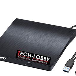 TECH-UNIQUE External CD DVD Drive, Type-C USB 3.0 Portable CD/DVD +/-Rw Drive Slim DVD/CD Burner Player for Laptop Desktop PC MacBook, Windows 11/10 / 8/7 / XP/Linux/MacOS image 1