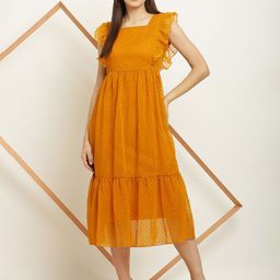 Mast & Harbour Square Neck Fit & Flare Georgette Midi Dress-image-44