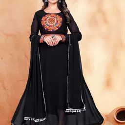 VS MALL Embroidered Anarkali Gown With Dupatta-picture-42