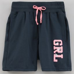 Doreme Above Knee length Cotton Lycra Short Text Print - Midnight Blue-picture-20