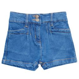 Kiddopanti Solid Button Down Denim Shorts - Blue-picture-16