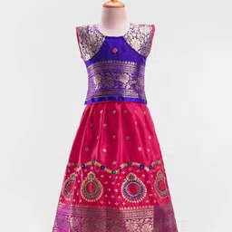 Bhartiya Paridhan Silk Sleeveless Embroidery & Gota Patti Detailing Choli  & Lehenga Set - Pink-picture-24