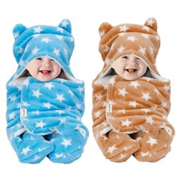 OyO Baby 3-in-1 Fleece Hooded Baby Blanket Wrappers Pack of 2 - Blue & Beige-image-27