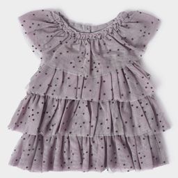Mi Arcus Shell 100% Polyester Lining 100% Cotton Cap Sleeves Polka Dots Printed Layered Summer Wear Ruffle Top - Light Purple-picture-42