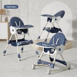 High Chair with Rocking Function and Cushioned Seat - Blue-60