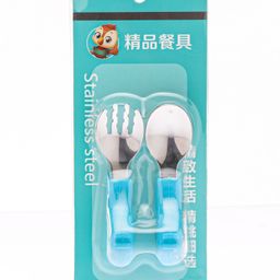 Ergonomic Handles Spoon & Fork Set - Blue-1