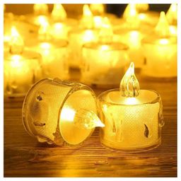 True Decor Flameless & Smokeless Melted Design Crystal LED Candles in Yellow- Pack Of 24-19
