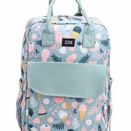 Zoe Multifunctional Floral Printed Travel Friendly Diaper Backpack - Light Blue-67