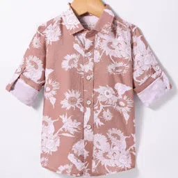 JASH KIDS Cotton Knit Full Sleeves Floral Printed Shirt - Rose Gold-picture-36