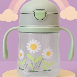 The Cheeky Kidzz Premium Baby Soft Silicone Cute Straw Sipper For Feeding Water Milk Liquids Feeder Bottle BPA Free 350ML (GREEN)-15