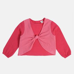 MINI KLUB Cotton Full Puffed Sleeves Solid Top - Pink-picture-28