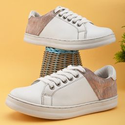 Stefens Colour Blocked & Textured Lace Up Sneakers - White-image-1