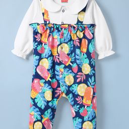 Babyhug 100% Cotton Interlock Knit Full Sleeves Romper with Tropical Theme Print - Multicolor-image-62